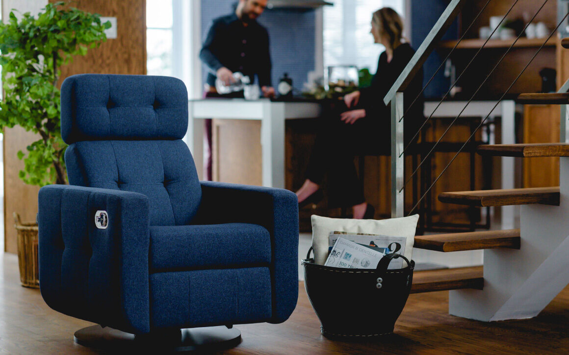 navy blue swivel rocker recliner