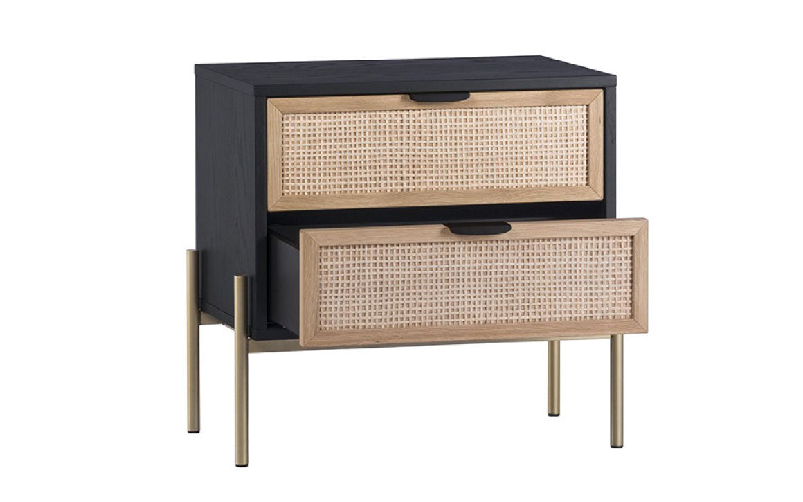 Avida Nightstand with Rattan Drawers Chervin Furniture & Design